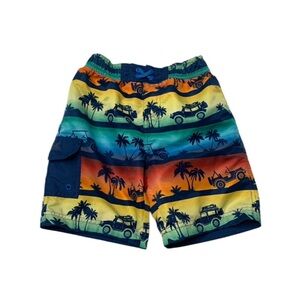 Colorful Beach Shorts with Palm Tree and Jeep Print